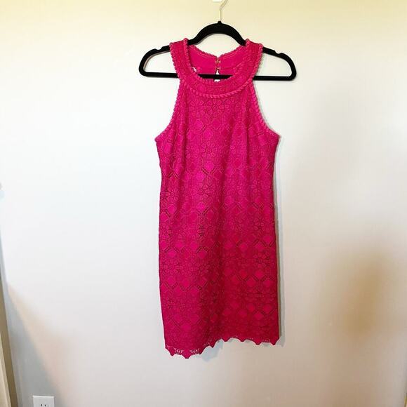 Trina Turk Deveny Halter Dress in Valencia Lace pink women’s size medium - Picture 1 of 11
